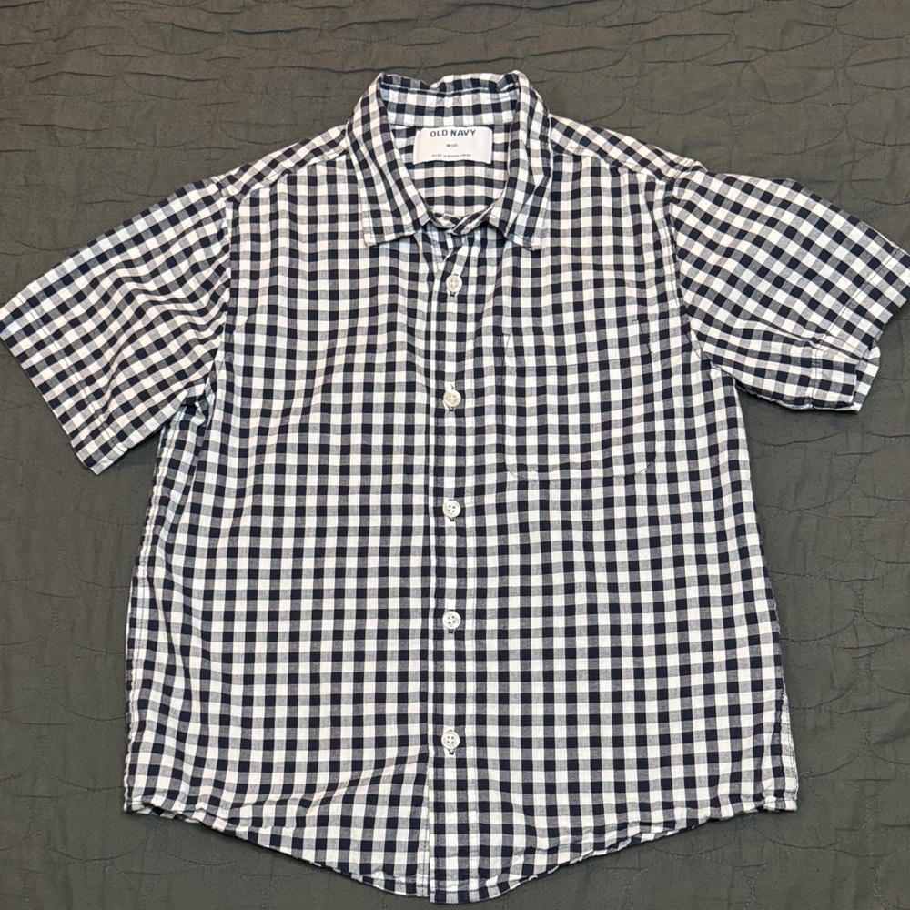 OLD NAVY | Boys Navy and White Plaid Shirt
